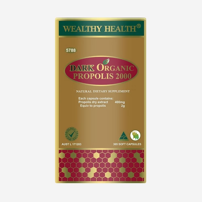 Organic Propolis Capsules | Wealthy Health Dark Propolis 2000 mg Immune Support Wealthy Health