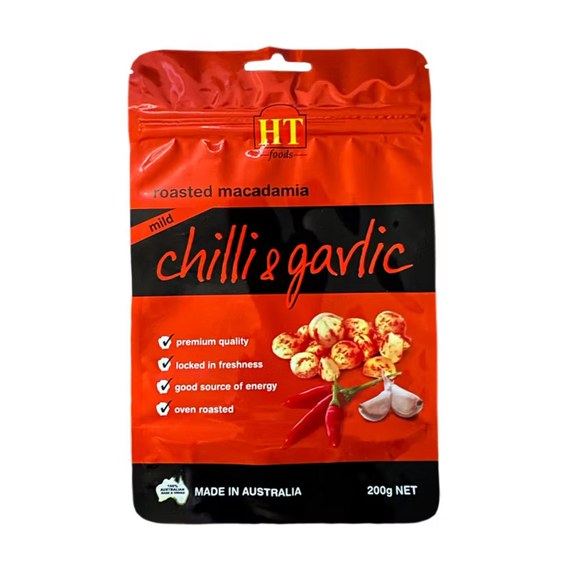 Roasted Macadamia Nuts – Oven Roasted Chilli Garlic 200g Healthy Snack HT