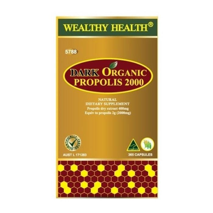 Dark Organic Propolis – Immune System Booster | 365 Capsules | Natural Health Supplement Wealthy Health
