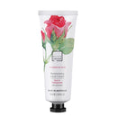A tube of hand cream with a rose and pomegranate design.