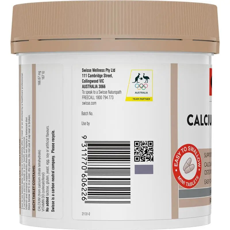 Swisse Calcium + Vitamin D 300 Mini Tablets EXP：08/2026 Swisse