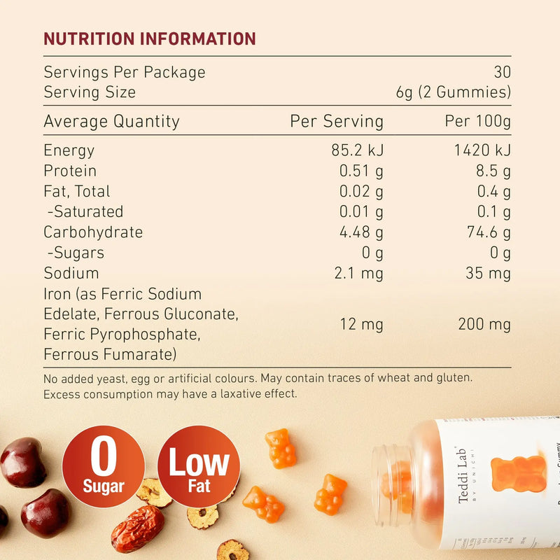 Teddi Lab by Unichi Rose Iron Gummy 60 Gummies EXP：09/2026 Unichi