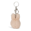 A keychain in the shape of a small, furry bunny.