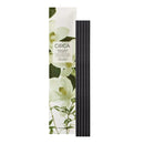 a package of vanilla bean essential oil diffuser sticks and a black diffuser stick.