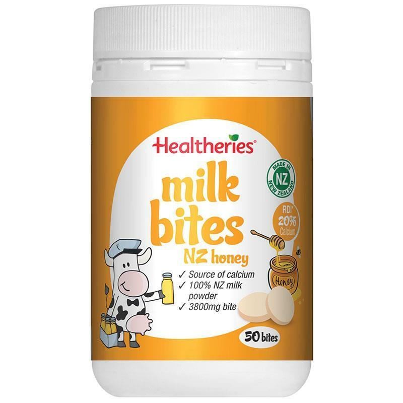 Healtheries Milk Bites – Honey Flavored Calcium Supplement | 50 Round Chewable Tablets Healtheries