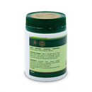 a bottle of supplement with a green cap, containing a product that is described as a "capsule" and "capsule gel".