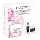 The image is a product packaging for Lancome's Hydrating Soothing and Strengthening Skin Program. It includes two skincare products: a hydrating cream and a strengthening serum.