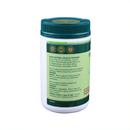 a bottle of a supplement with a green cap and white label. The label contains information about the contents of the supplement, including the type of fish oil used and the recommended daily intake.