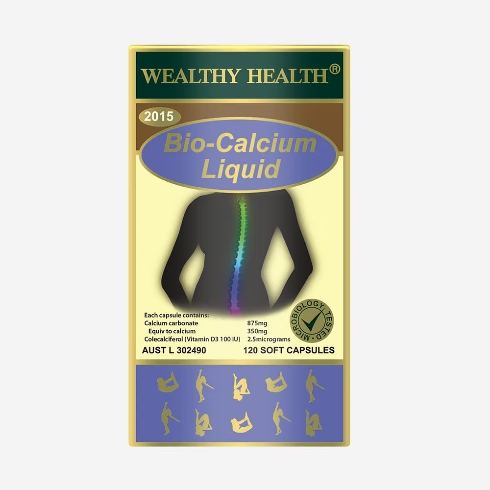 Bio Calcium Capsules | Liquid Calcium Formula & Bone Strength Support for Healthy Bones Wealthy Health