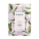 a pink and green leaf-patterned packaging for a "Payot Look Younger Morning Mask" product.