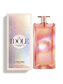 a pink perfume bottle and its packaging.