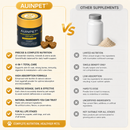 The image is a comparison between two types of pet food products, specifically focusing on their nutritional content and benefits.