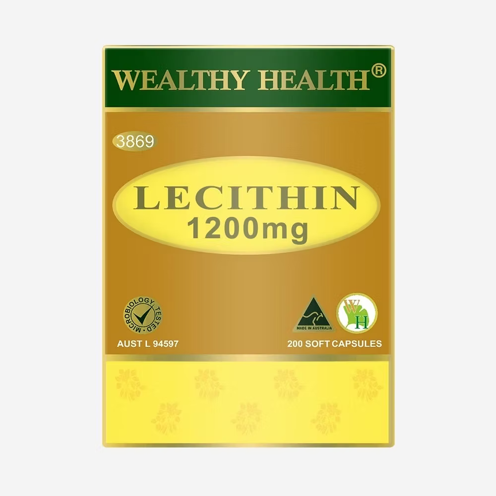 Lecithin 1200mg Capsules – Wealthy Health Soy Supplement for Brain & Liver Support Wealthy Health