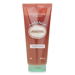 A tube of L'Occitane Amande shower scrub with a green cap.