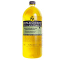 A bottle of 100% recycled shower oil by L'OCCITANE, a French beauty brand, with a yellow liquid inside.