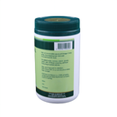 a bottle of a product with a green and white label, containing information about the product.