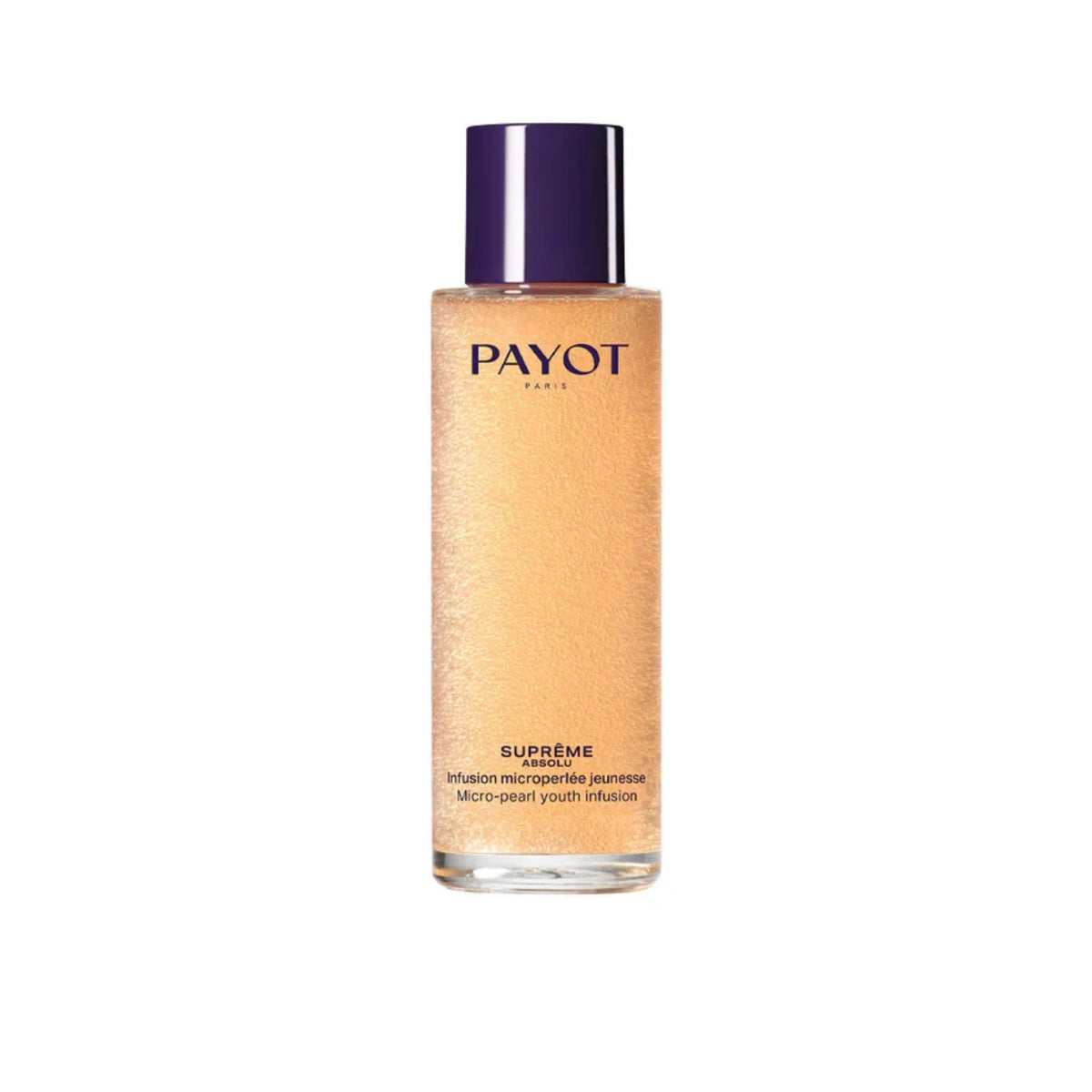 A bottle of Payot Paris Supreme Youth Infusion, a luminous liquid that is used for skincare.