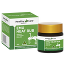 a box and a jar of Emu Heat Rub, a natural Australian emu oil product, from Healthy Care Australia.