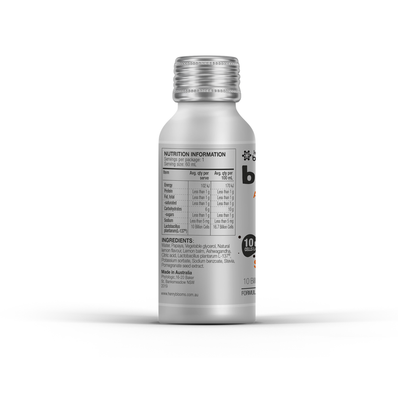 Ashwagandha Lemon Balm Relaxation Herbal Blend – Stress Relief Herbs & Probiotic Support 60ml Henry Blooms