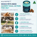 The image is an advertisement for a product called "AUINPET" that is designed to help pets with various health issues. It features images of different pets, such as dogs, cats, and birds, along with text descriptions of the product's benefits.