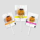 three LESS THAN 500 characters of text, with the focus on the three different flavors of popsicles.