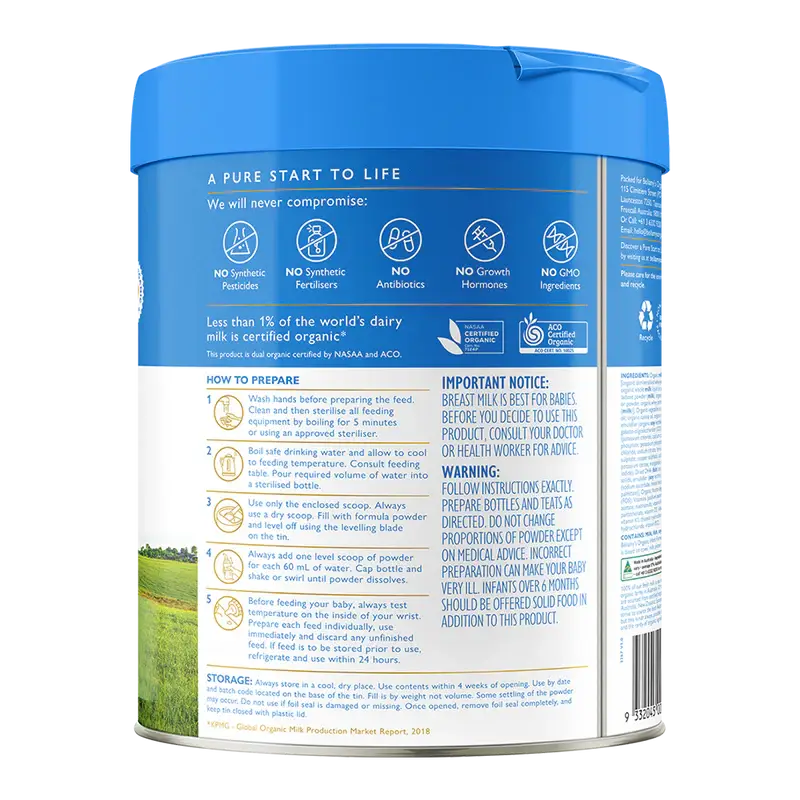 Bellamy's Organic Infant Formula Step 1 900g Bellamy's Organic