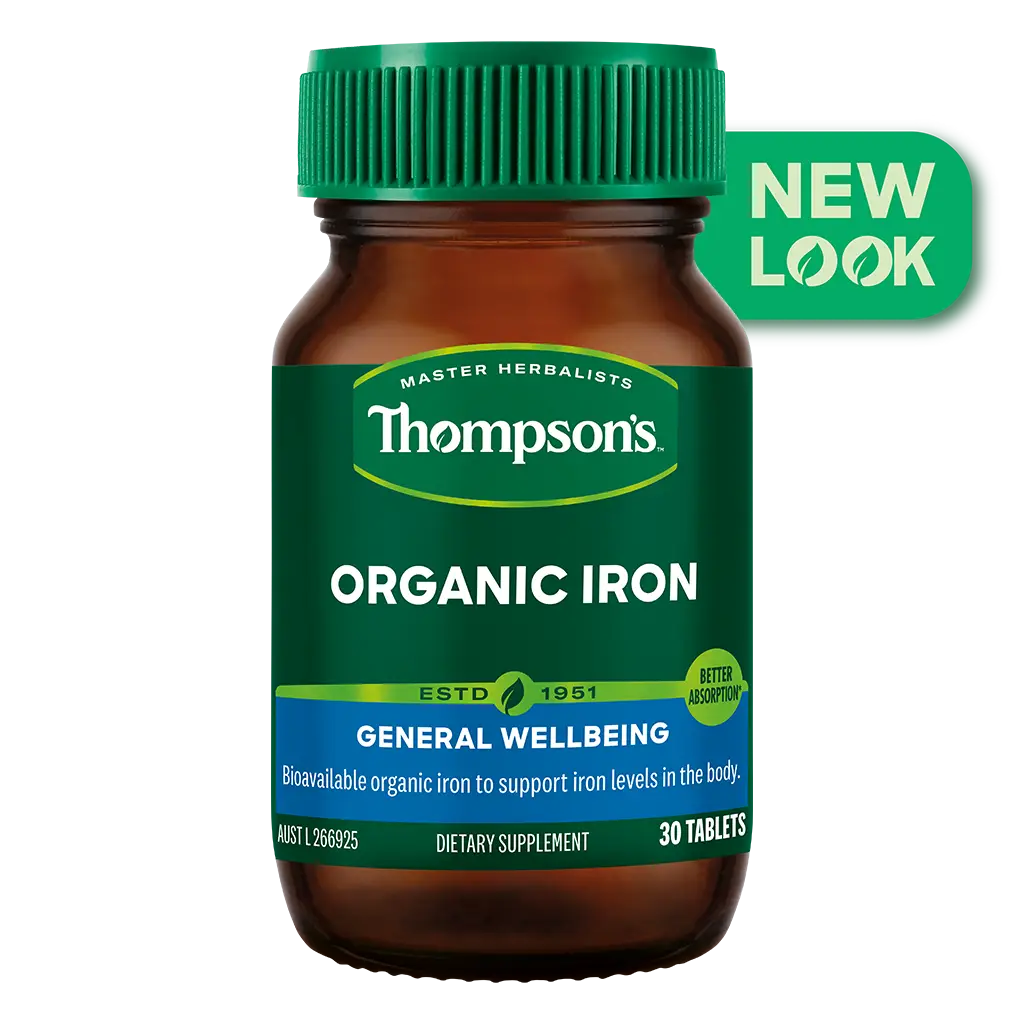 Thompsons Organic Iron 24mg 30 Tablets XDaySale
