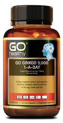 GO Healthy Ginkgo 9000+ 60 Vege Capsules EXP: 01/2027 GO Healthy