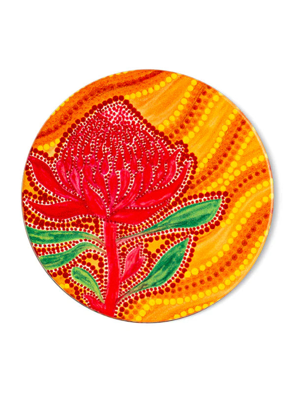Koh Living Aboriginal Waratah Ceramic Coaster Koh Living