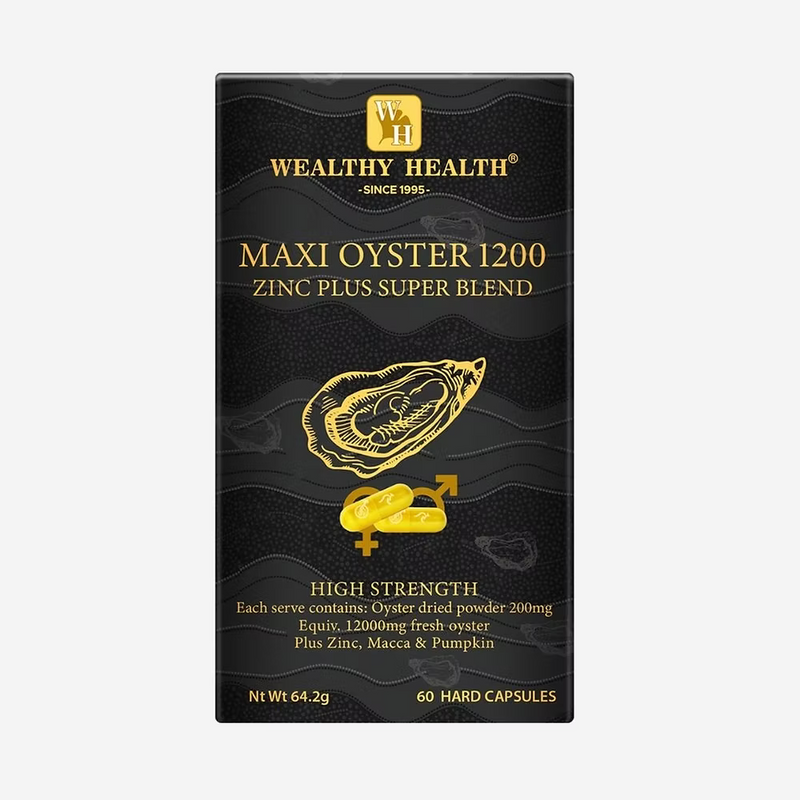 Oyster Zinc Capsules – Wealthy Health Maxi 1200 Zinc Energy Superfood Blend 60 Capsules Wealthy Health
