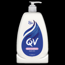A bottle of QV Skin Lotion, a 1 litre bottle containing 1 litre of the product.