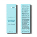 a product box for a skincare product called "HA Intensifier Multi- Glycan Volumeizing Serum" from SkinCuticals. The box is blue and has a white label with text.