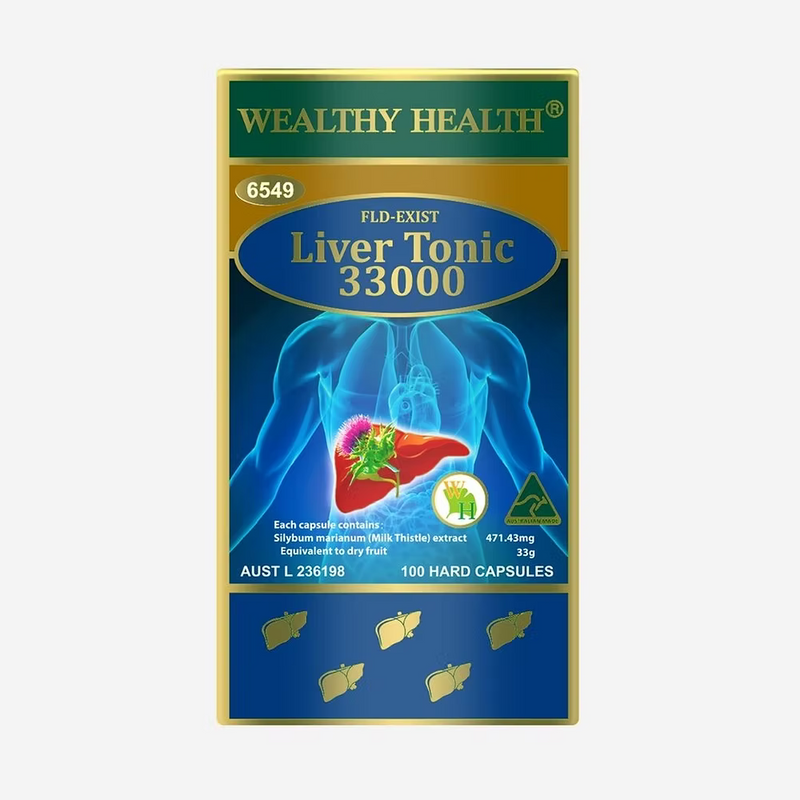 Liver Tonic Supplement - Milk Thistle Capsules 33,000 mg for Liver Health Support Wealthy Health