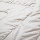 A close-up view of a white, fluffy, and wrinkled fabric, possibly a blanket or comforter.