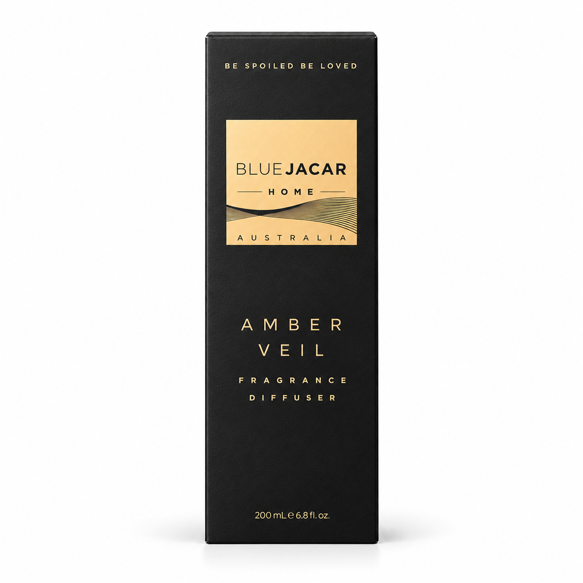 Blue Jacar Amber Veil 200ml Reed Diffuser carton on a clean white background