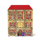 The image is a colorful and detailed illustration of a building with a red roof, featuring a large window with a stained glass design and a sign that reads "GLASSHOUSE ADVENT CALENDAR".
