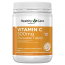 a bottle of Vitamin C chewable tablets from Healthy Care Australia.