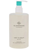 A pump bottle of hand wash with a sea mist scent.