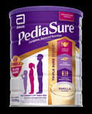 The image is a can of Abbott PediSure Complete, Balanced Nutrition, specifically Vanilla flavor, designed for children aged 1-10 years old.