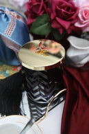 Cote Noire - Herringbone Candle With Scarf - Black & Gold - Red bee Lid - HCG02 Cote Noire