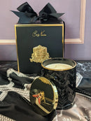 Cote Noire - Herringbone Candle With Scarf - Black & Gold - Red bee Lid - HCG02 Cote Noire