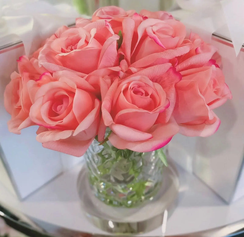 Cote Noire - Herringbone Flower - Rose Buds - Clear - White Peach - HCF25 Almadelia
