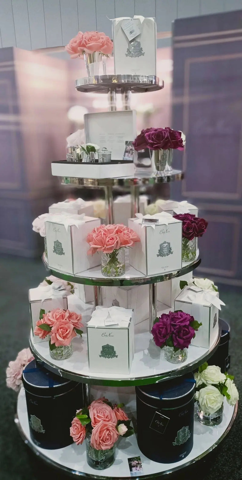 Cote Noire - Herringbone Flower - Rose Buds - Clear - White Peach - HCF25 Almadelia