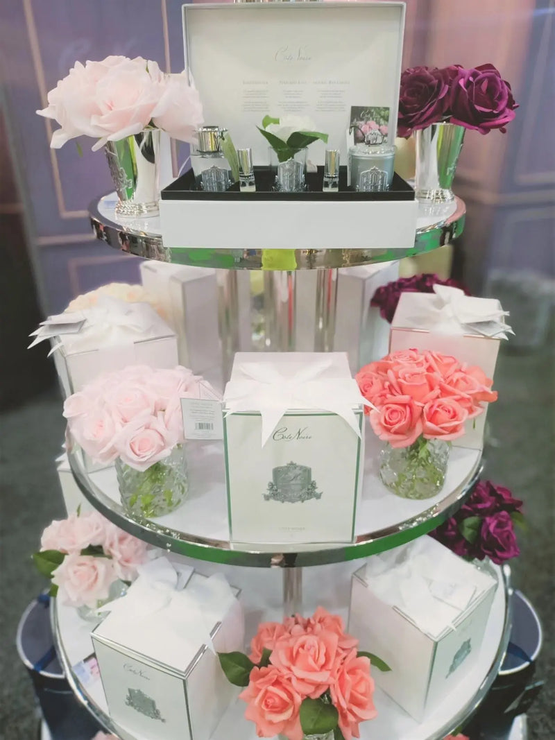 Cote Noire - Herringbone Flower - Rose Buds - Clear - White Peach - HCF25 Almadelia