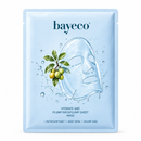 A blue square-shaped sheet mask packaging for a hydrating and plumping sheet mask.