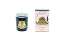 a black candle and its packaging.