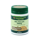 A jar of Australian by Nature Bee Pollen 500mg capsules, containing 500mg of bee pollen.