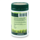 a bottle of a product with a green cap and a white label. The label contains text and a barcode, and the bottle appears to be made of plastic.