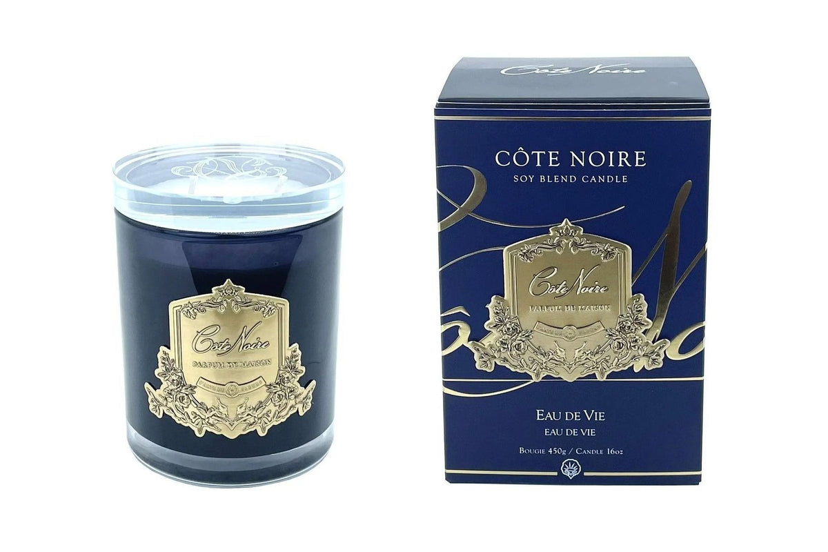 Cote Noire 450g Candle - Dark Vessel with Gold Badge  - Eau De Vie-CGG45005 Cote Noire
