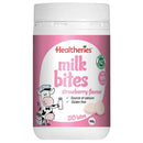 a bottle of strawberry-flavored milk bites, which are a calcium supplement.
